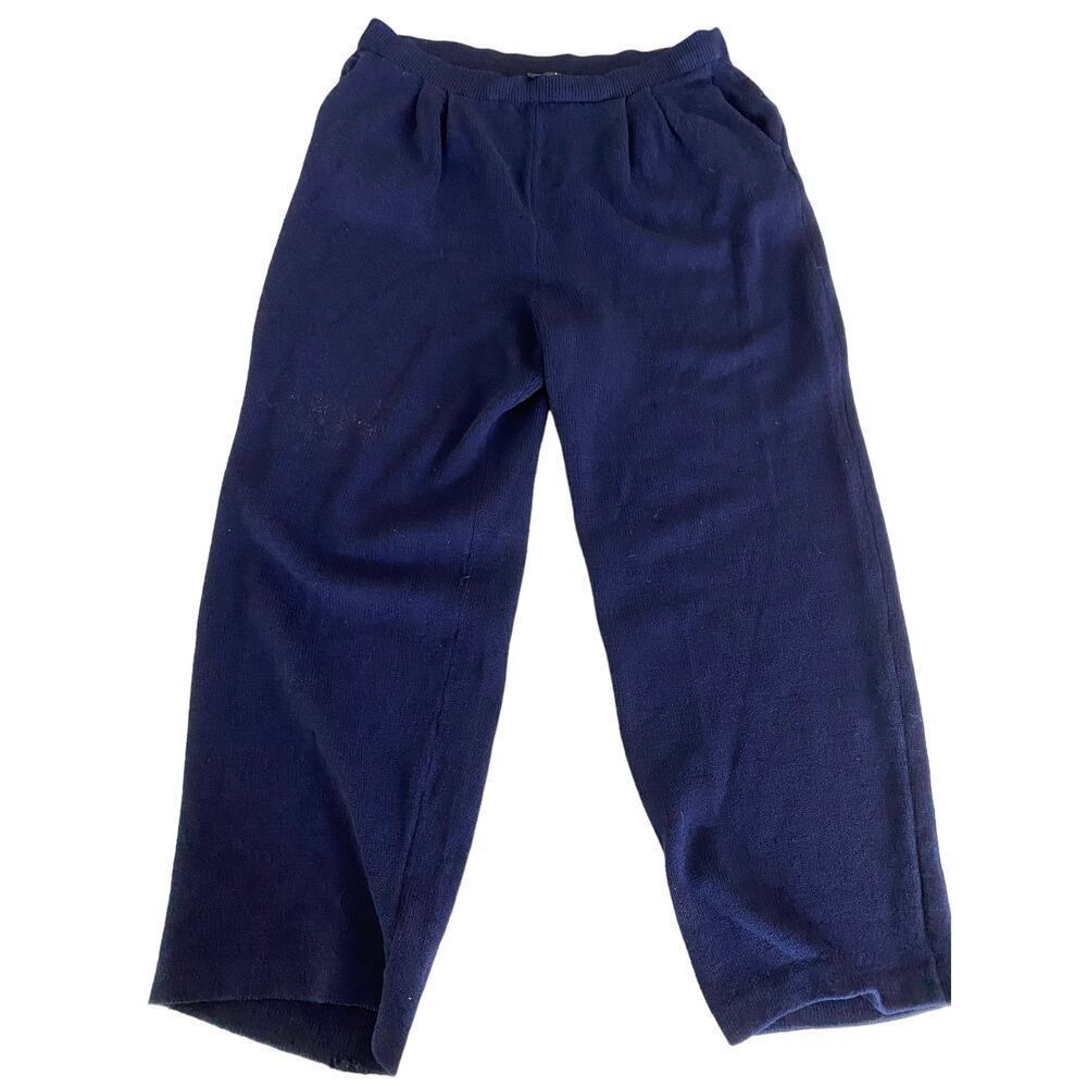 St. John Basics Women's Elastic Waist navy blue knit Pant Size 8